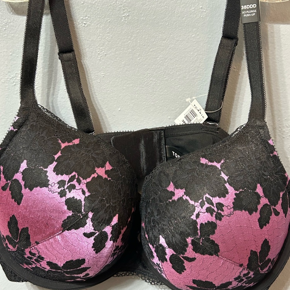 Torrid Black and Pink Lace Bra